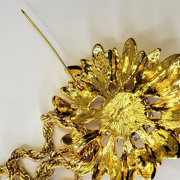 Vintage Gold Plated Sunflower Brooch - Picture 4 of 11
